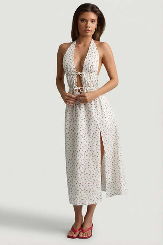 Tie Front Backless Maxi Dress