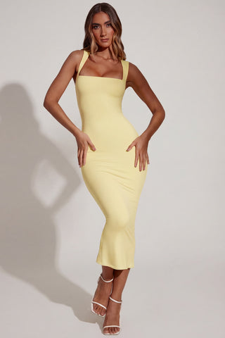 Square Neck Midi Bodycon Dress