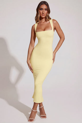 Square Neck Midi Bodycon Dress