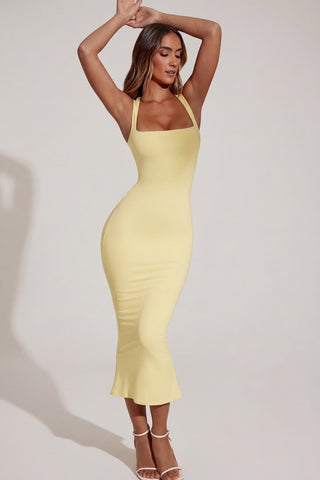 Square Neck Midi Bodycon Dress