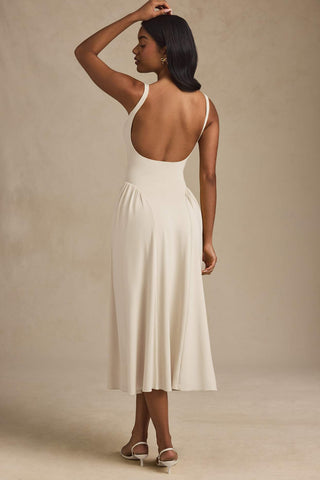 Low Back Square Neck A Line Dress