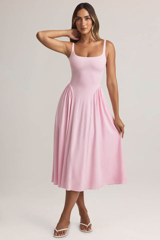 Square Neck A Line Midaxi Dress