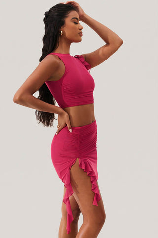 Ruffle Split Mini Skirt