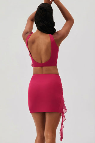 Ruffle Split Mini Skirt