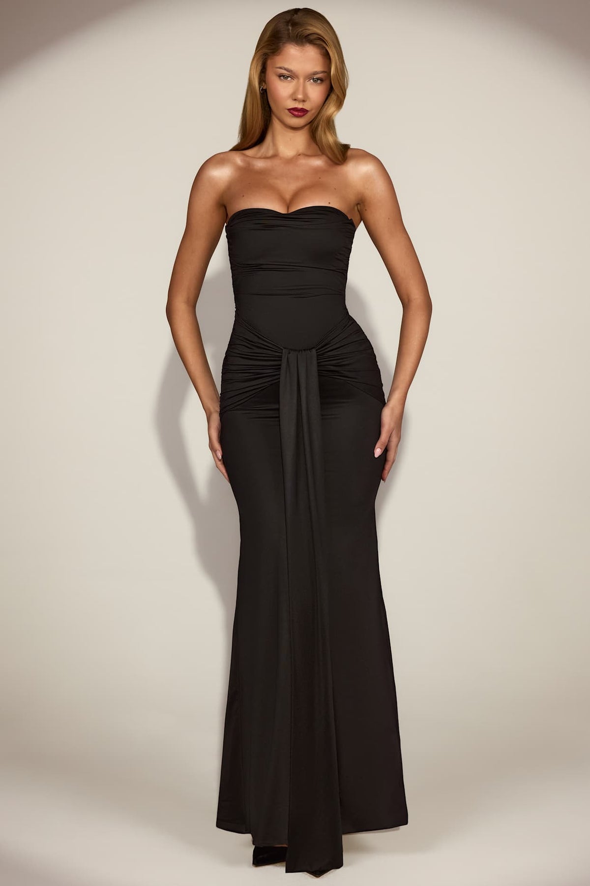 Draped Bandeau Gown with Fishtail Silhouette