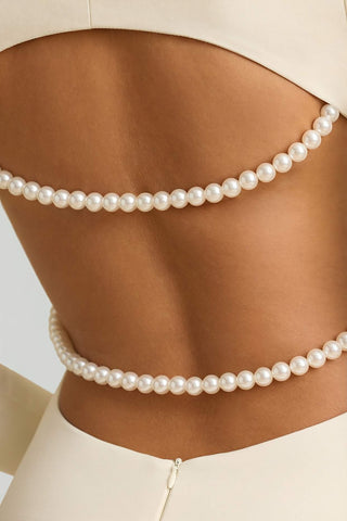 Pearl Detail Cut Out Mini Dress