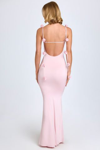 Floral Applique Slinky Gown