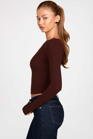 Ruched Long Sleeve Modal Top