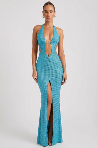Embellished Halterneck Maxi Dress