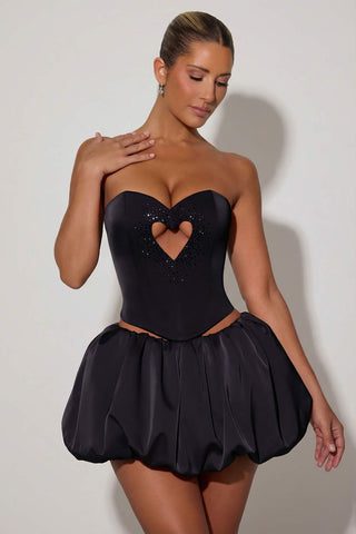 Embellished Heart Cutout Corset Top