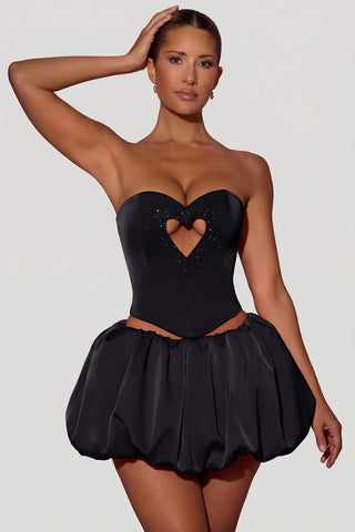 Embellished Heart Cutout Corset Top