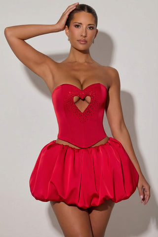 Embellished Heart Cutout Corset Top