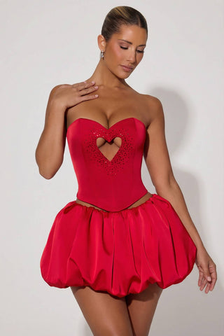 Embellished Heart Cutout Corset Top