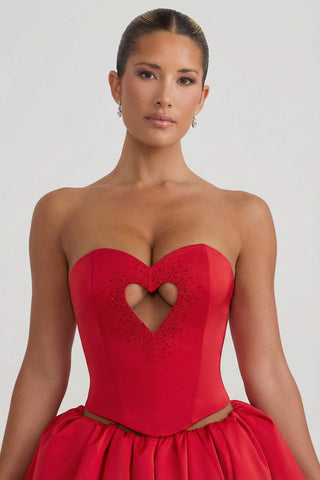 Embellished Heart Cutout Corset Top