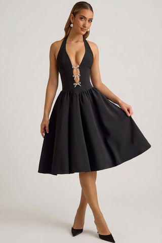 Halterneck Bow Midi Dress