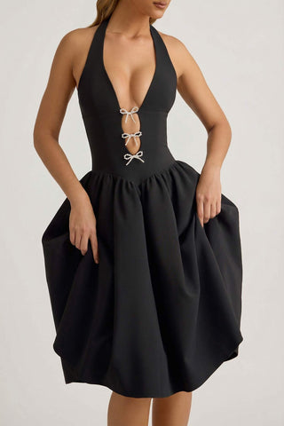 Halterneck Bow Midi Dress