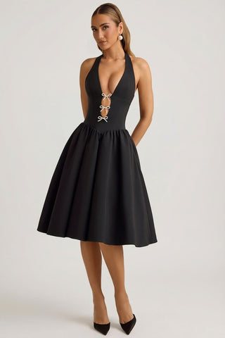 Halterneck Bow Midi Dress