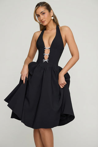 Halterneck Bow Midi Dress