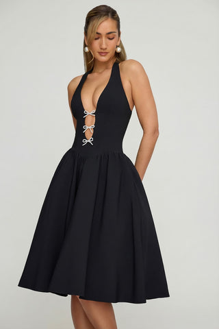 Halterneck Bow Midi Dress