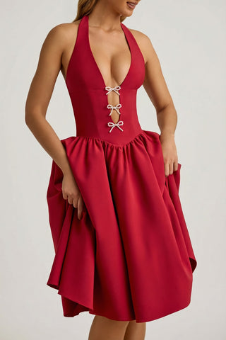 Halterneck Bow Midi Dress