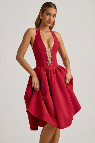 Halterneck Bow Midi Dress