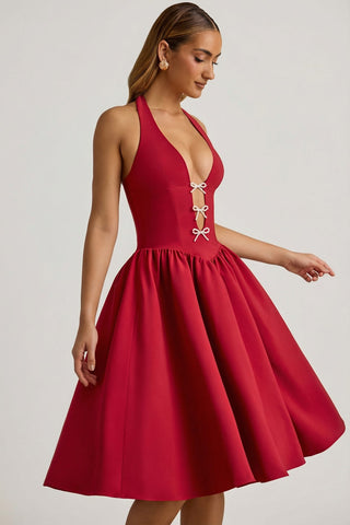 Halterneck Bow Midi Dress