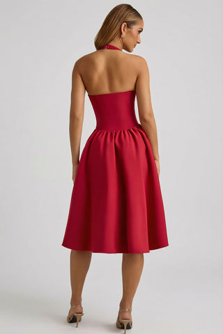 Halterneck Bow Midi Dress