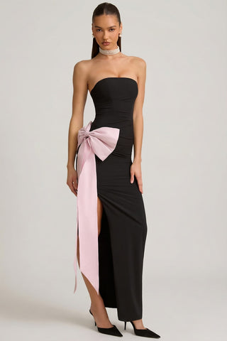 Strapless Bow Detail Maxi Dress