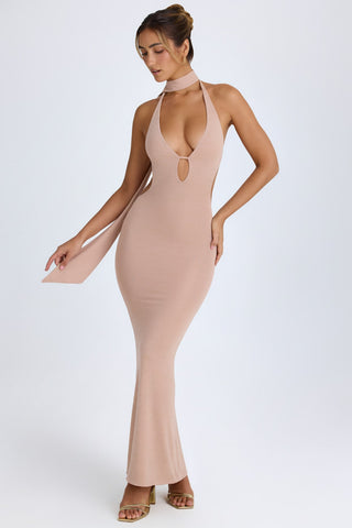 Scarf Detail Halterneck Maxi Dress