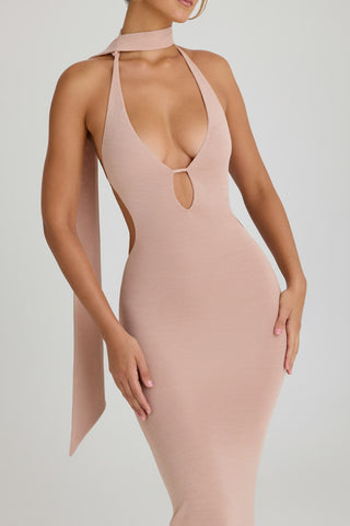 Scarf Detail Halterneck Maxi Dress