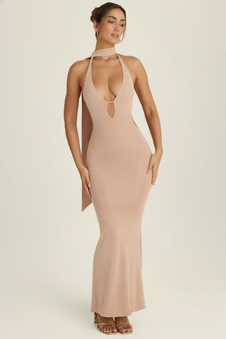 Scarf Detail Halterneck Maxi Dress