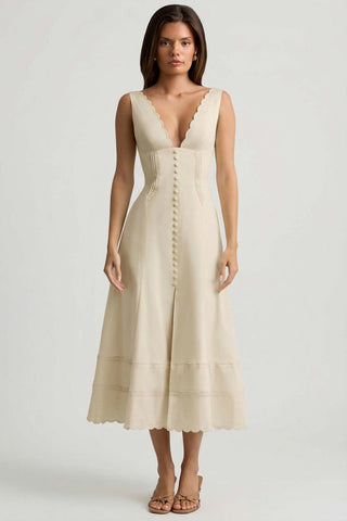 Cotton Poplin A Line Midi Dress