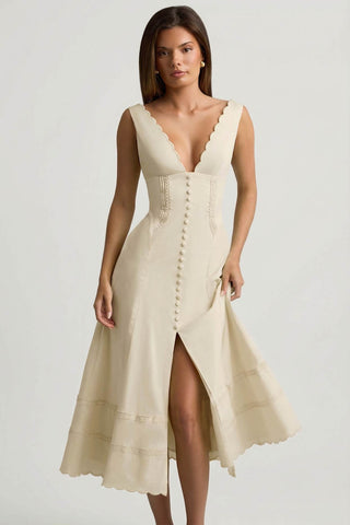 Cotton Poplin A Line Midi Dress