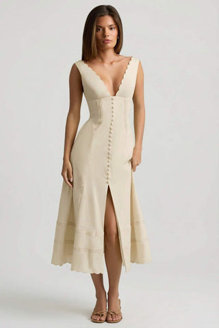 Cotton Poplin A Line Midi Dress