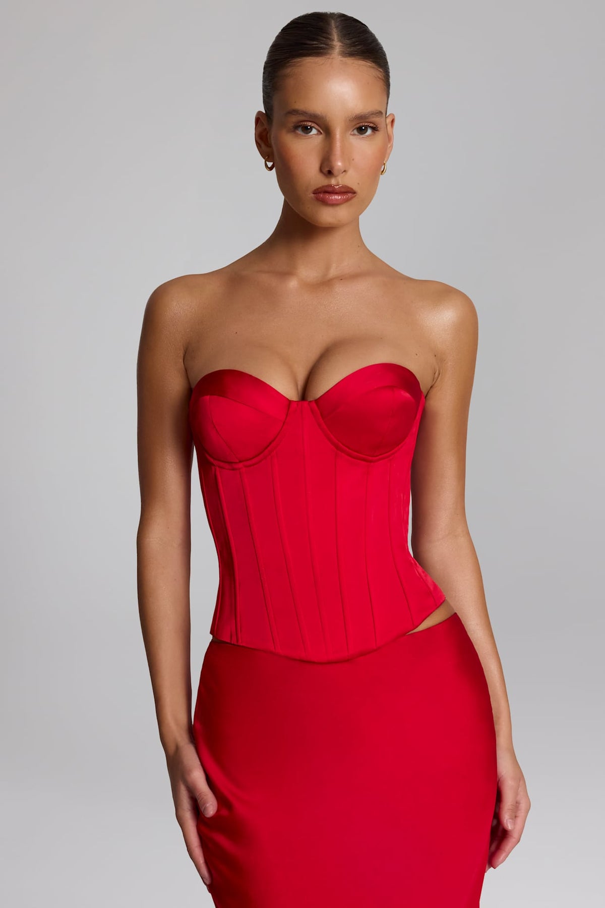 Satin Lace Up Corset Top