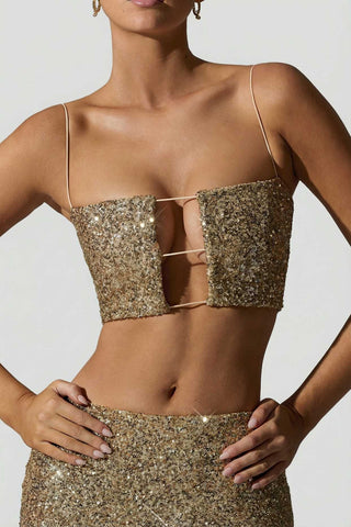 Embellished Cut Out Crop Top
