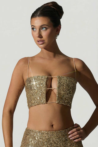 Embellished Cut Out Crop Top