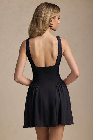 Scallop Trim A Line Mini Dress