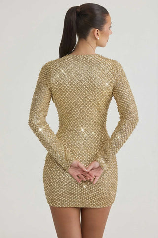 Sparkling Cowl Neck Mini Dress