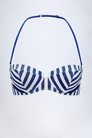 Striped Halterneck Balconette Bikini Top