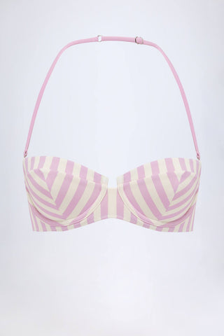 Striped Underwire Halterneck Bikini Top