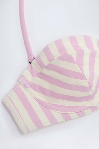 Striped Underwire Halterneck Bikini Top