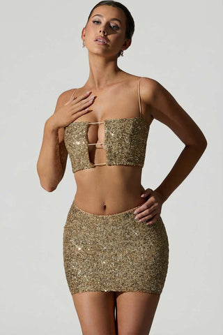 Sparkling Sequin Bodycon Mini Skirt