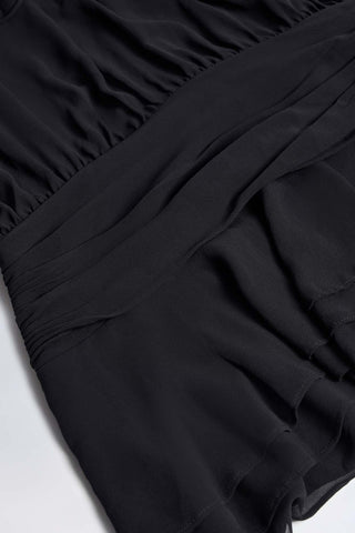 Lace Up Balloon Sleeve Mini Dress