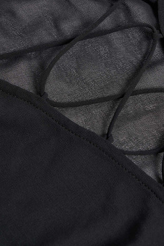 Lace Up Balloon Sleeve Mini Dress