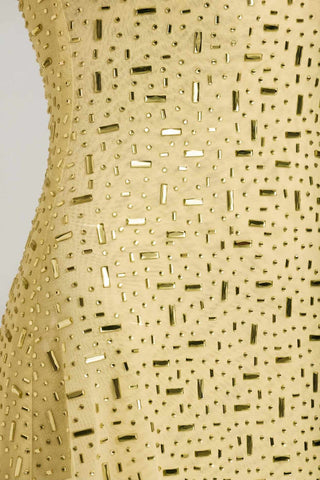 Sheer Embellished Square Neck Mini Dress