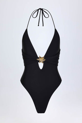 Floral Hardware Cut Out Swimsuit