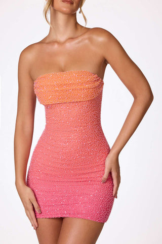 Embellished Strapless Mini Dress