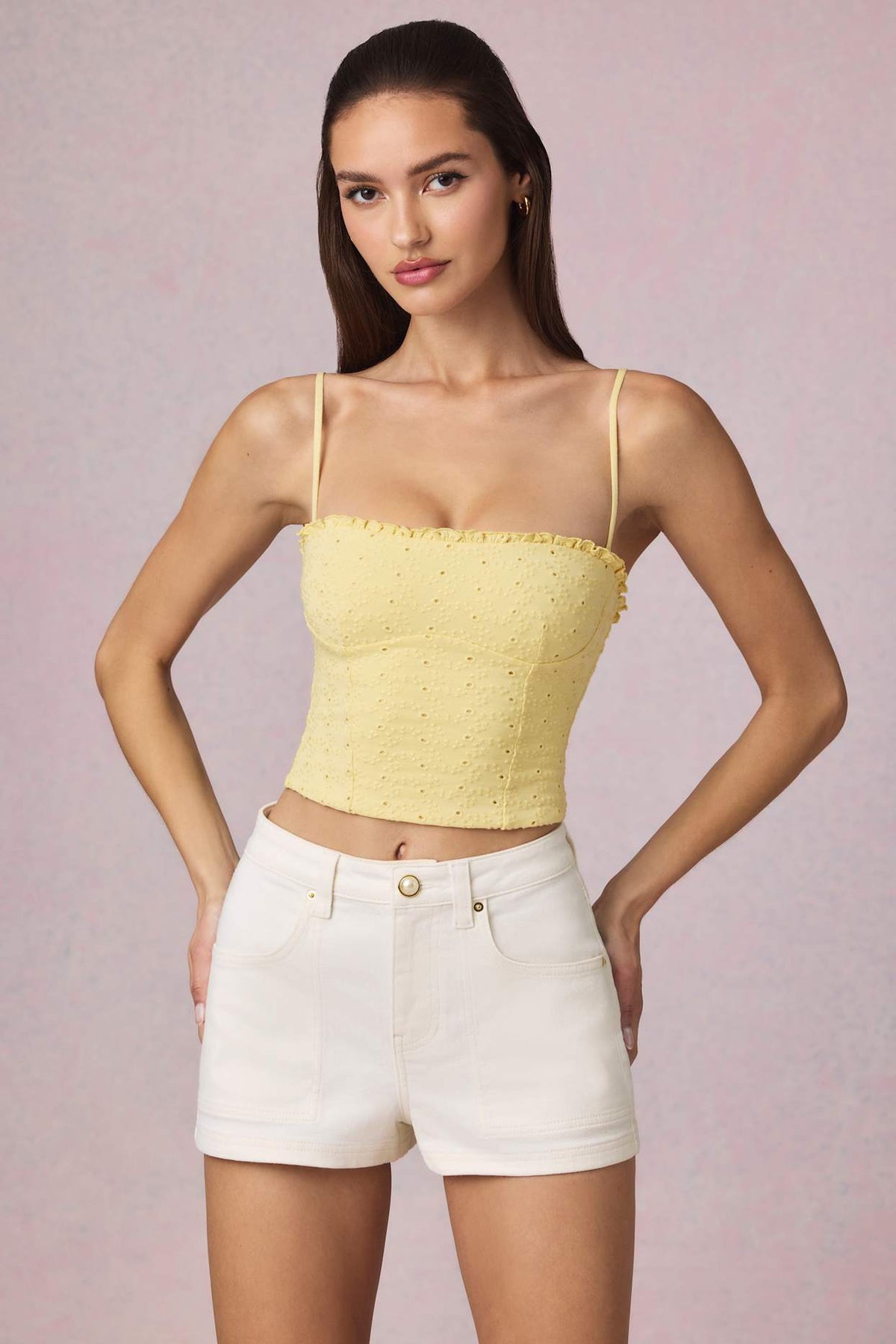 High Waist A Line Denim Shorts