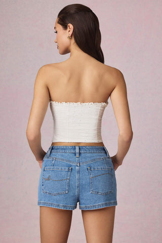 High Waist A Line Denim Shorts